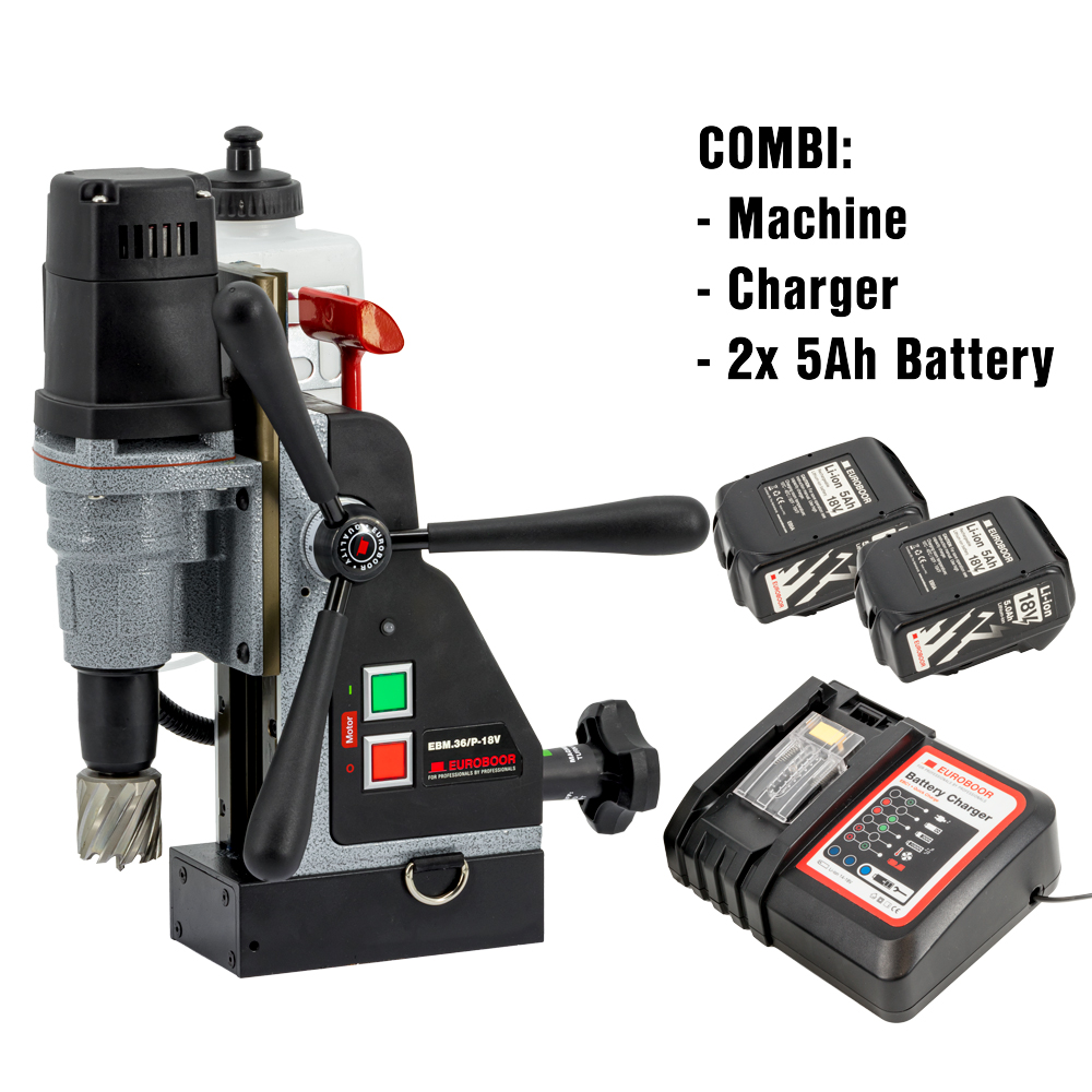 Mașină Talpă Magnetică Fără Fir Euroboor EBM.36+, Ø36mm, 1000W, 2×5Ah