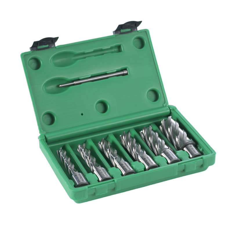 Trusă 7 Freze Weldon HIKOKI: 12/14/16/18/22/26×30mm + Pin Centrare