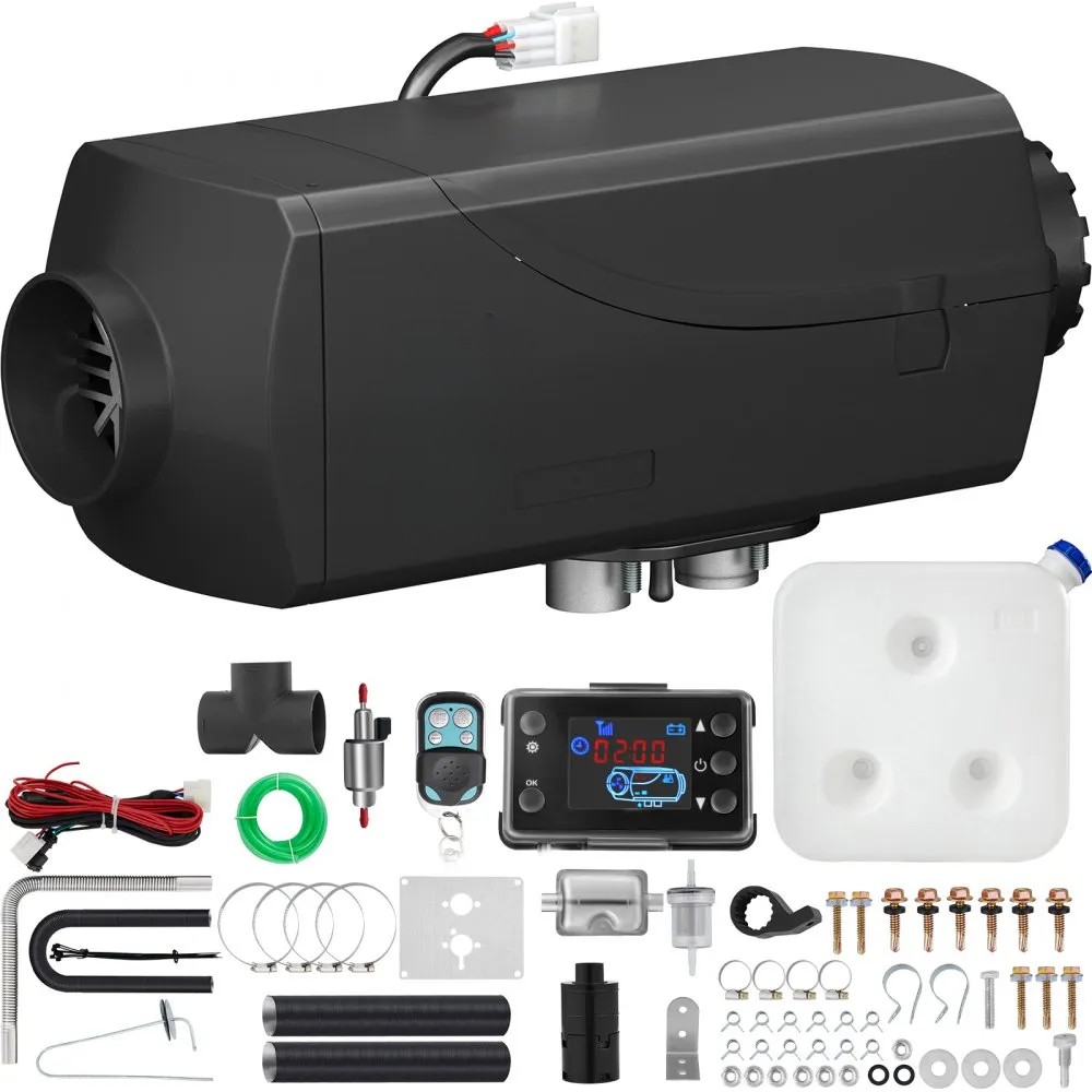 Încălzitor aer diesel 12V, 5 kW, cu afișaj LCD și amortizor, pentru rulote, camioane, remorci și bărci