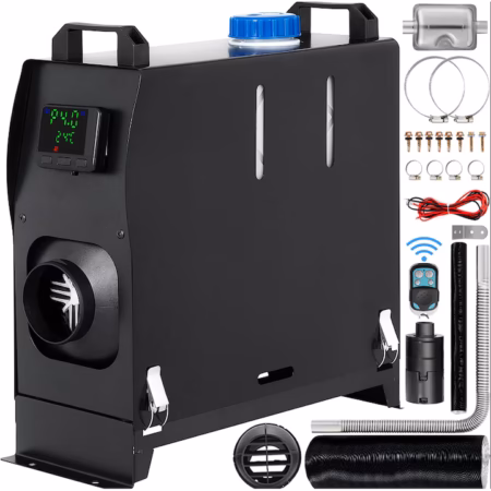 Încălzitor aer diesel 8 kW, sistem complet 12V, cu afișaj LCD, o ieșire aer, pentru rulote, camioane, ateliere, autobuze și garaje