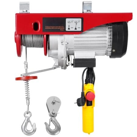 Palan Electric VEVOR – 360kg, 230V, H=12m, Telecomandă Fir 4.5m, Oprire Urgență
