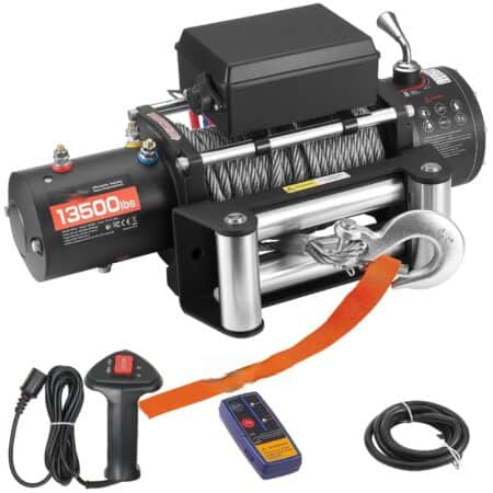 Troliu Electric Auto VEVOR – 6100kg, 12V DC, Cablu Oțel Ø9.5mm×24m, IP55