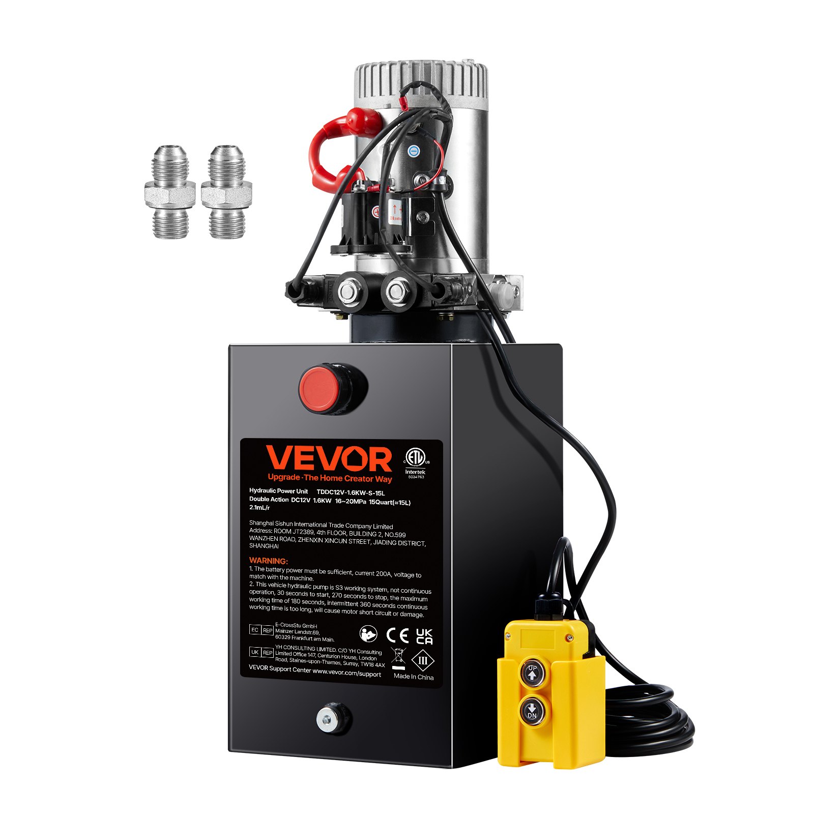 Pompa Hidraulica VEVOR 15L 12V dubla actiune 3200 PSI